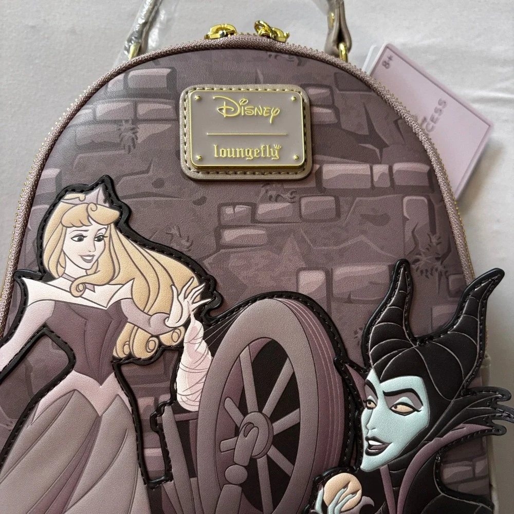 Loungefly Disney Sleeping Beauty Aurora Maleficent Mini Backpack Spindle NWT